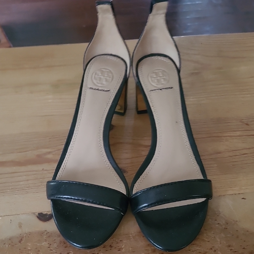 New Tory Burch Flawed Black Leather Heeled Sandals Size 6.5 - Bundle Discount